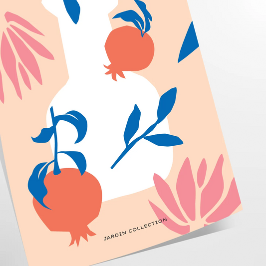 space stunning botanical poster vibrant orange blue hues artwork perfect touch nature room gift print available various sizes A4 cm A0 wall elegant botan