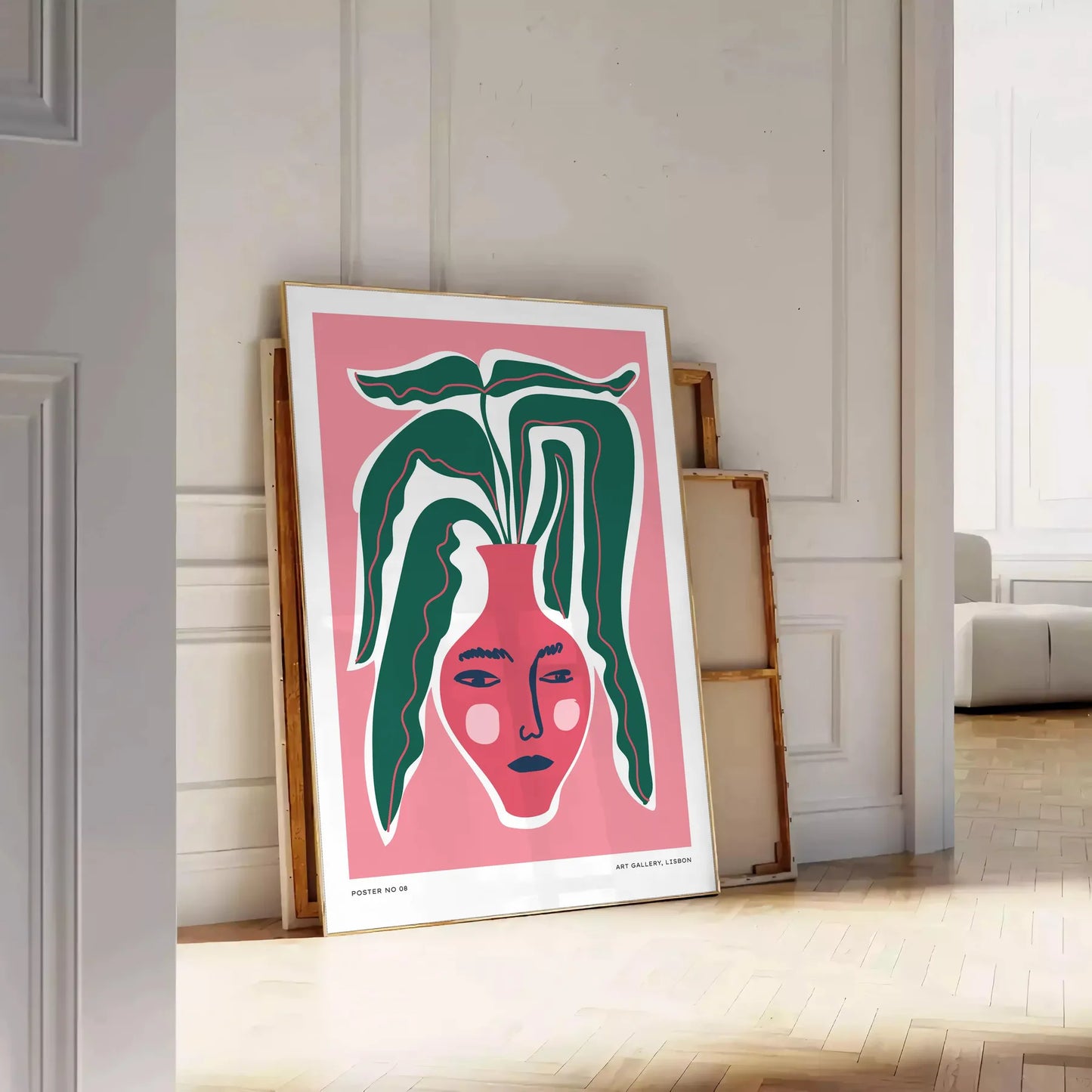 space Botanical Nature Poster gray green hues tranquility room wall art thoughtful gift artwork natural beauty elegance sizes A4 cm A0