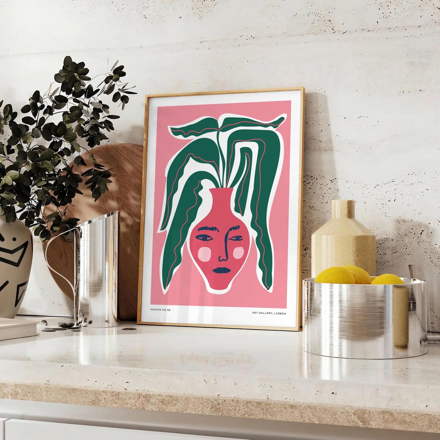 space Botanical Nature Poster gray green hues tranquility room wall art thoughtful gift artwork natural beauty elegance sizes A4 cm A0