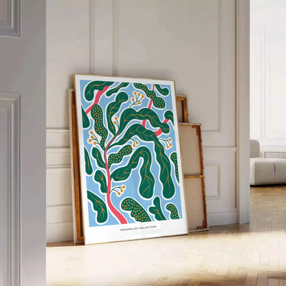 space stunning vintage botanical prints serene green blue hues elegant plant poster perfect wall art piece thoughtful gift nature lover framed frame