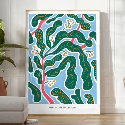 space stunning vintage botanical prints serene green blue hues elegant plant poster perfect wall art piece thoughtful gift nature lover framed frame